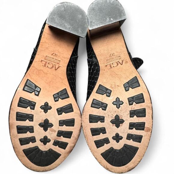 AGL Attilio Giusti Leombruni Women’s Size 37 Black Snakeskin Leather Ankle Boots - Picture 5 of 6